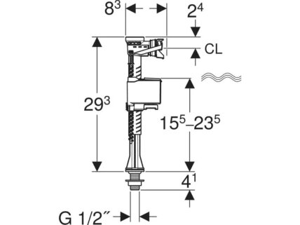 Geberit Type 323 pripildymo mechanizmas 1/2 136.752.00.1 1