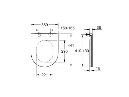 GROHE Bau Ceramic SLIM Soft-Close Duroplast klozeto dangtis 39913000 1 GROHE Bau Ceramic SLIM Soft-Close Duroplast klozeto dangtis 39913000 1